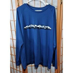 Solar Gear Long Sleeve Muscle Car Graphic Shirt XXL Blue Performance Tee